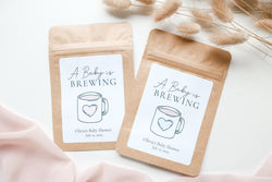 A Baby Is Brewing Coffee Favour Bag, Tea party Favor, Coffee Favor Bag, Resealable Coffee Pouch, Baby Girl Baby Boy Shower Favors