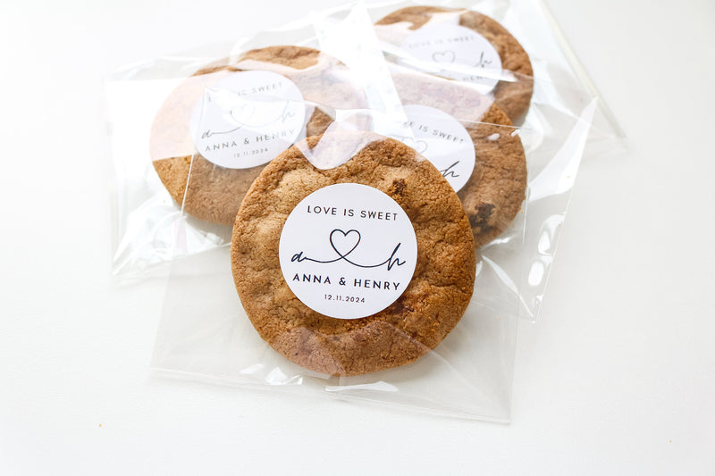 Personalized Wedding Favor Bags, Cookie Bags and Stickers, Self Sealing Bags, Clear Candy Bags, Wedding Treat Bags, Wedding Favor Stickers