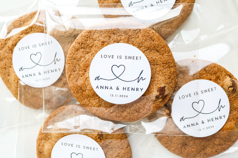 Personalized Wedding Favor Bags, Cookie Bags and Stickers, Self Sealing Bags, Clear Candy Bags, Wedding Treat Bags, Wedding Favor Stickers