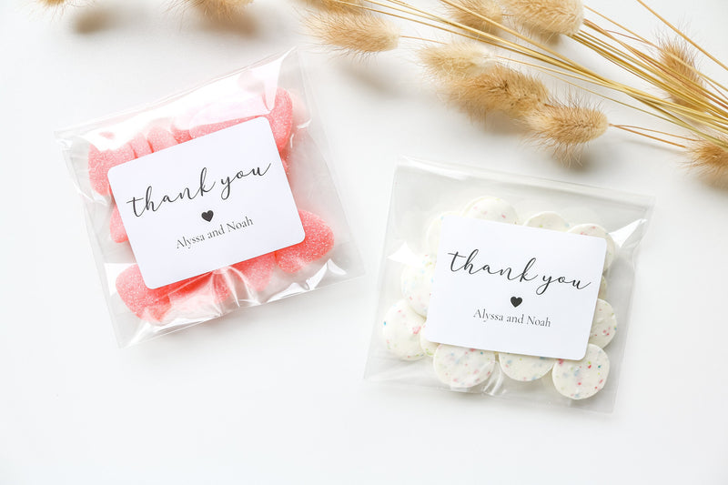 Personalized Thank You Favour Bags and Stickers, Wedding Favors, Bridal Shower Favours, Thank You Favours Bags, Birthday Party Favours.
