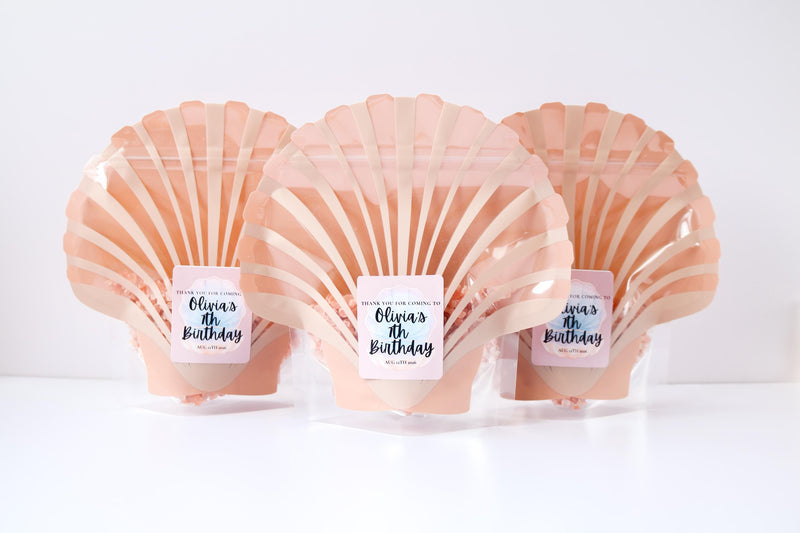 Mermaid Birthday Favor Bags and Stickers, Mermaid Under the Sea Birthday Decor, Mermaid Goodie Bags, Shell Favor Bags and Stickers
