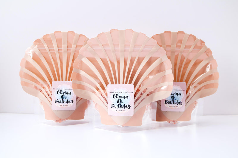 Mermaid Birthday Favor Bags and Stickers, Mermaid Under the Sea Birthday Decor, Mermaid Goodie Bags, Shell Favor Bags and Stickers
