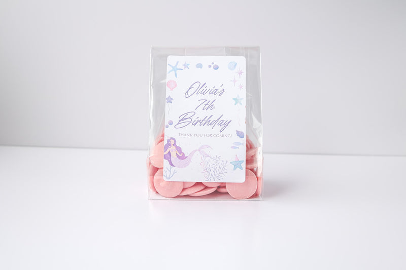Mermaid Birthday Party Favor Bags and Stickers, Birthday Under the Sea Favors, Personalized Mermaid Party Favors