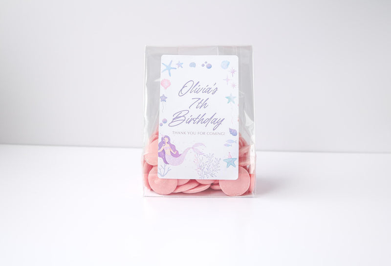 Mermaid Birthday Party Favor Bags and Stickers, Birthday Under the Sea Favors, Personalized Mermaid Party Favors