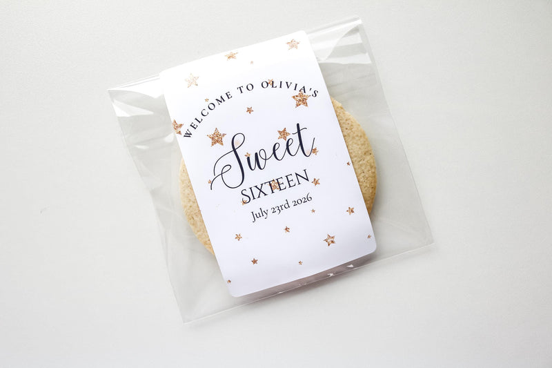 Sweet Sixteen Favors, Sweet Sixteen Treat Bags, Sweet Sixteen Favor Bags and Stickers, Sweet Sixteen Guest Gift Goodie Bags, Bags & Stickers