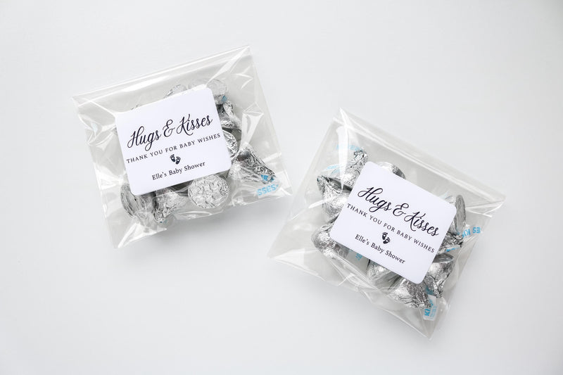Baby Shower Favor Bags and Stickers, Baby Shower Treat Bags, Hugs & Kisses Baby Shower, Baby Shower Favours