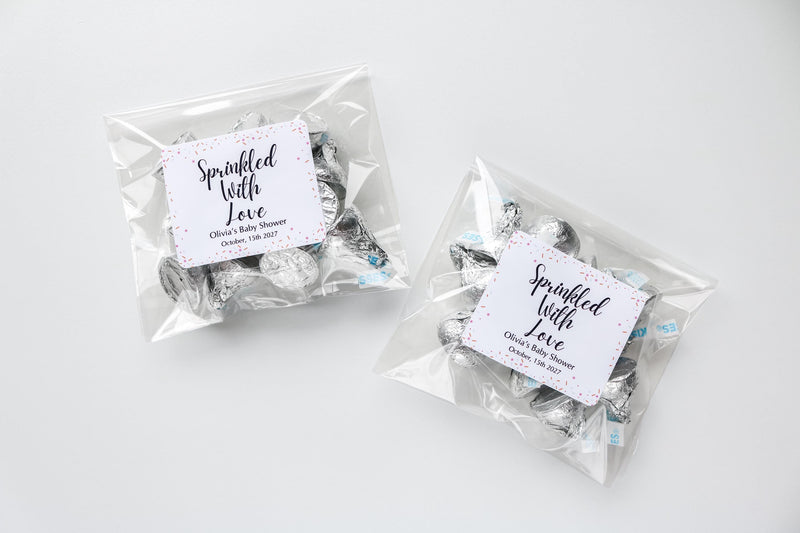 Baby Sprinkle Favor Bags and Stickers, Baby Shower Treat Bags, Baby Sprinkle Favours, Baby Sprinkle Treat Bags