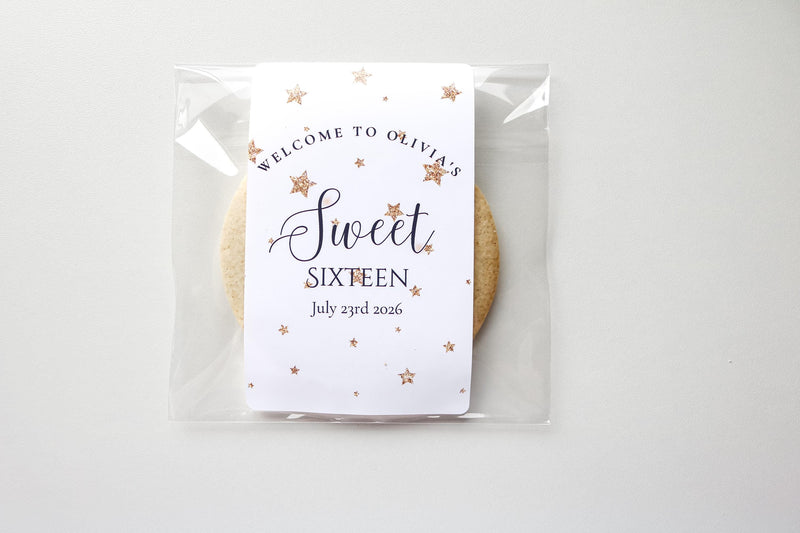 Sweet Sixteen Favors, Sweet Sixteen Treat Bags, Sweet Sixteen Favor Bags and Stickers, Sweet Sixteen Guest Gift Goodie Bags, Bags & Stickers