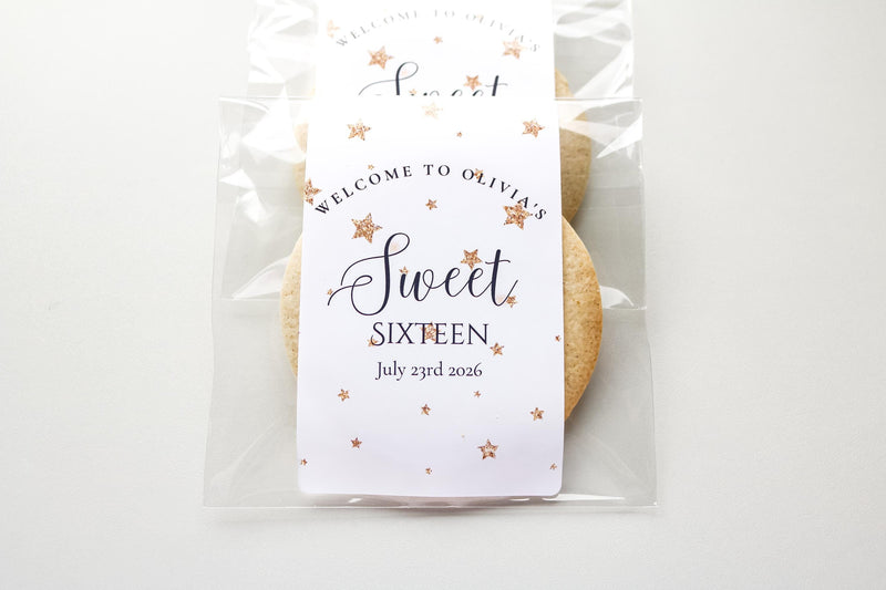 Sweet Sixteen Favors, Sweet Sixteen Treat Bags, Sweet Sixteen Favor Bags and Stickers, Sweet Sixteen Guest Gift Goodie Bags, Bags & Stickers