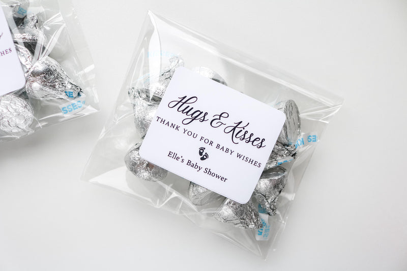 Baby Shower Favor Bags and Stickers, Baby Shower Treat Bags, Hugs & Kisses Baby Shower, Baby Shower Favours