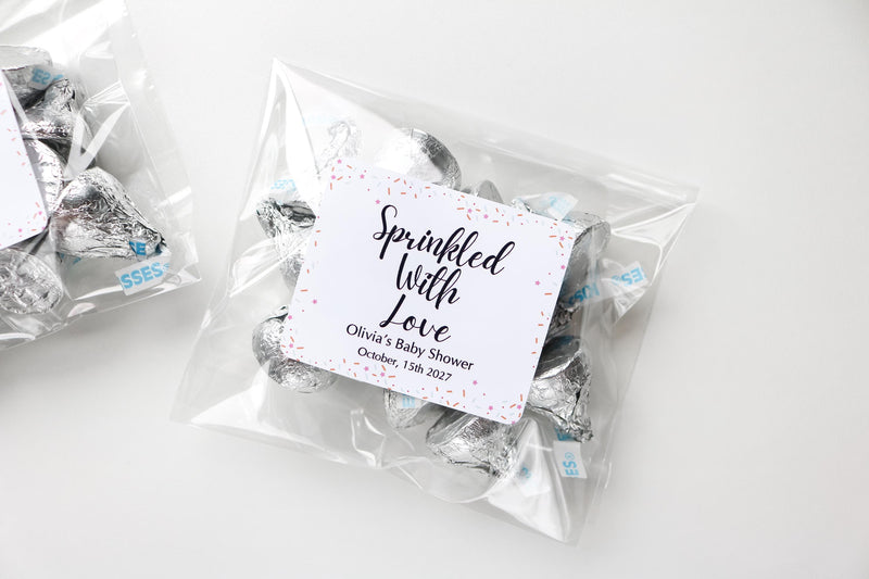 Baby Sprinkle Favor Bags and Stickers, Baby Shower Treat Bags, Baby Sprinkle Favours, Baby Sprinkle Treat Bags