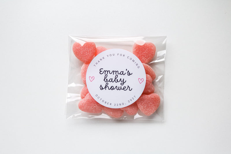 Baby Shower Treat Bags and Stickers, Baby Shower Candy Bag, Favor Bag, Cookie Bags For Baby Shower, Goodie Bag.