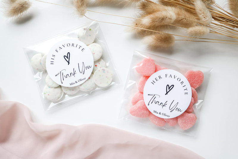 His and Her Favorite Favor Bags: Fill Your Own Wedding Favors, Candy Bags, and Treat Bags for a Wedding Celebration