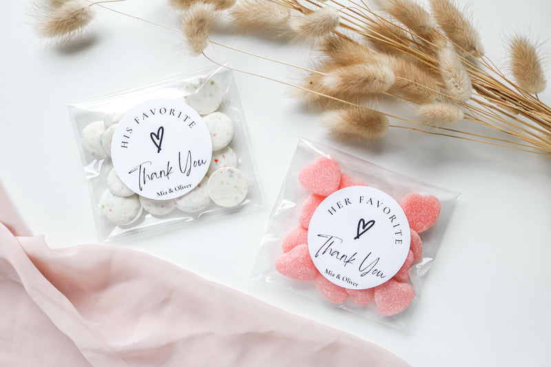 His and Her Favorite Favor Bags: Fill Your Own Wedding Favors, Candy Bags, and Treat Bags for a Wedding Celebration