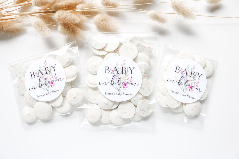 Baby In Bloom Favor Treat Bags- Baby Shower Favor Bags, Garden Party Shower Favors, Baby In Bloom Baby Shower