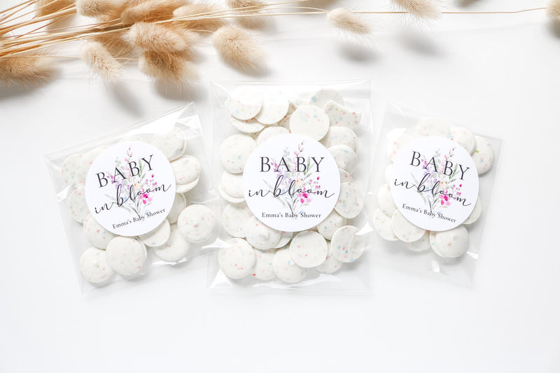 Baby In Bloom Favor Treat Bags- Baby Shower Favor Bags, Garden Party Shower Favors, Baby In Bloom Baby Shower