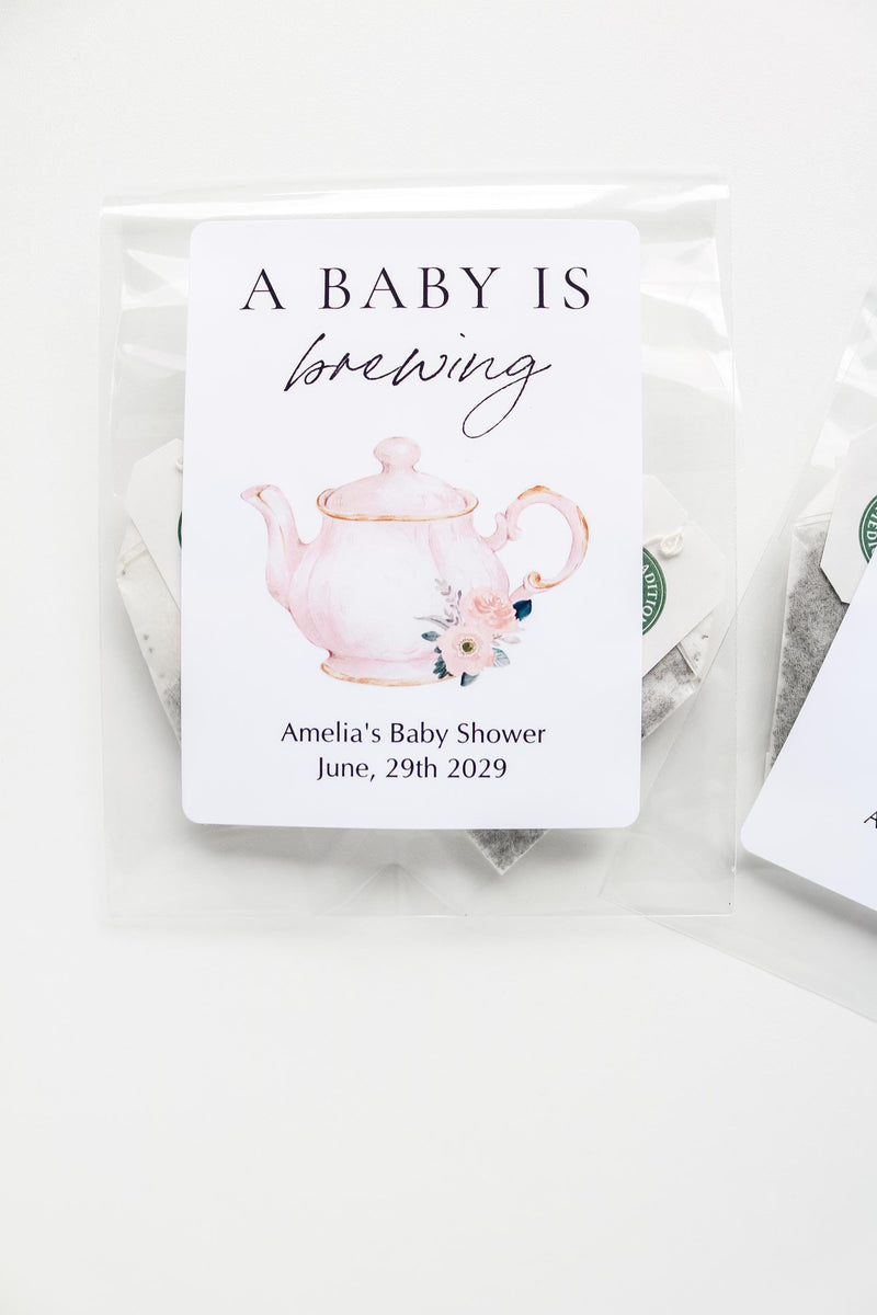 A Baby is Brewing Tea Favor Bags, Baby Shower Favors, Baby Shower Tea Favors