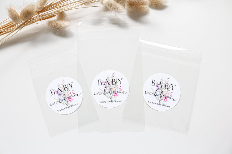 Baby In Bloom Favor Treat Bags- Baby Shower Favor Bags, Garden Party Shower Favors, Baby In Bloom Baby Shower
