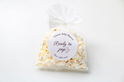 Ready to Pop Popcorn Favor Bags with Labels | Baby Shower Favors | His & Her Favorite Snack | DIY Shower Thank You Treat Bags
