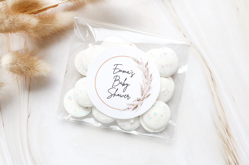 Boho Favor Bags with Stickers, Baby Shower Favors, Bridal Shower Favors, Boho Theme Party Treat Bags, Boho DIY Shower Decor
