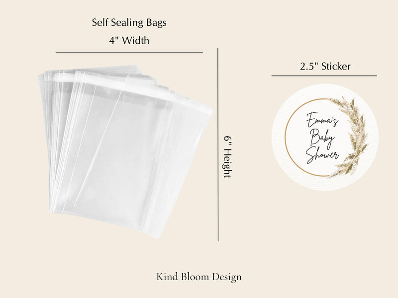 Boho Favor Bags with Stickers, Baby Shower Favors, Bridal Shower Favors, Boho Theme Party Treat Bags, Boho DIY Shower Decor