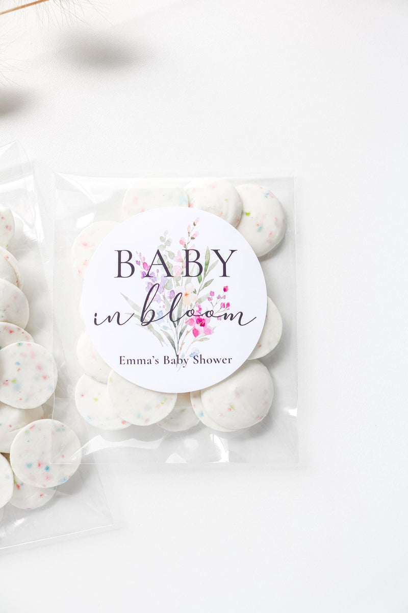 Baby In Bloom Favor Treat Bags- Baby Shower Favor Bags, Garden Party Shower Favors, Baby In Bloom Baby Shower