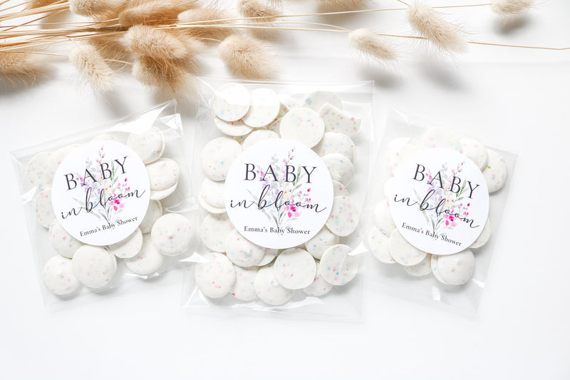 Baby In Bloom Favor Treat Bags- Baby Shower Favor Bags, Garden Party Shower Favors, Baby In Bloom Baby Shower