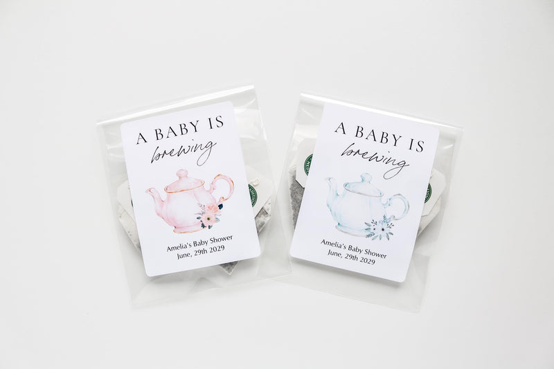 A Baby is Brewing Tea Favor Bags, Baby Shower Favors, Baby Shower Tea Favors