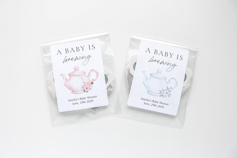 A Baby is Brewing Tea Favor Bags, Baby Shower Favors, Baby Shower Tea Favors